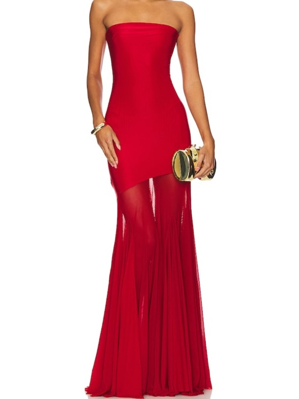 Deme Dahlia Gown Maroon Strapless‎ Mesh Mermaid Maxi Dress Formal Evening XS NWT